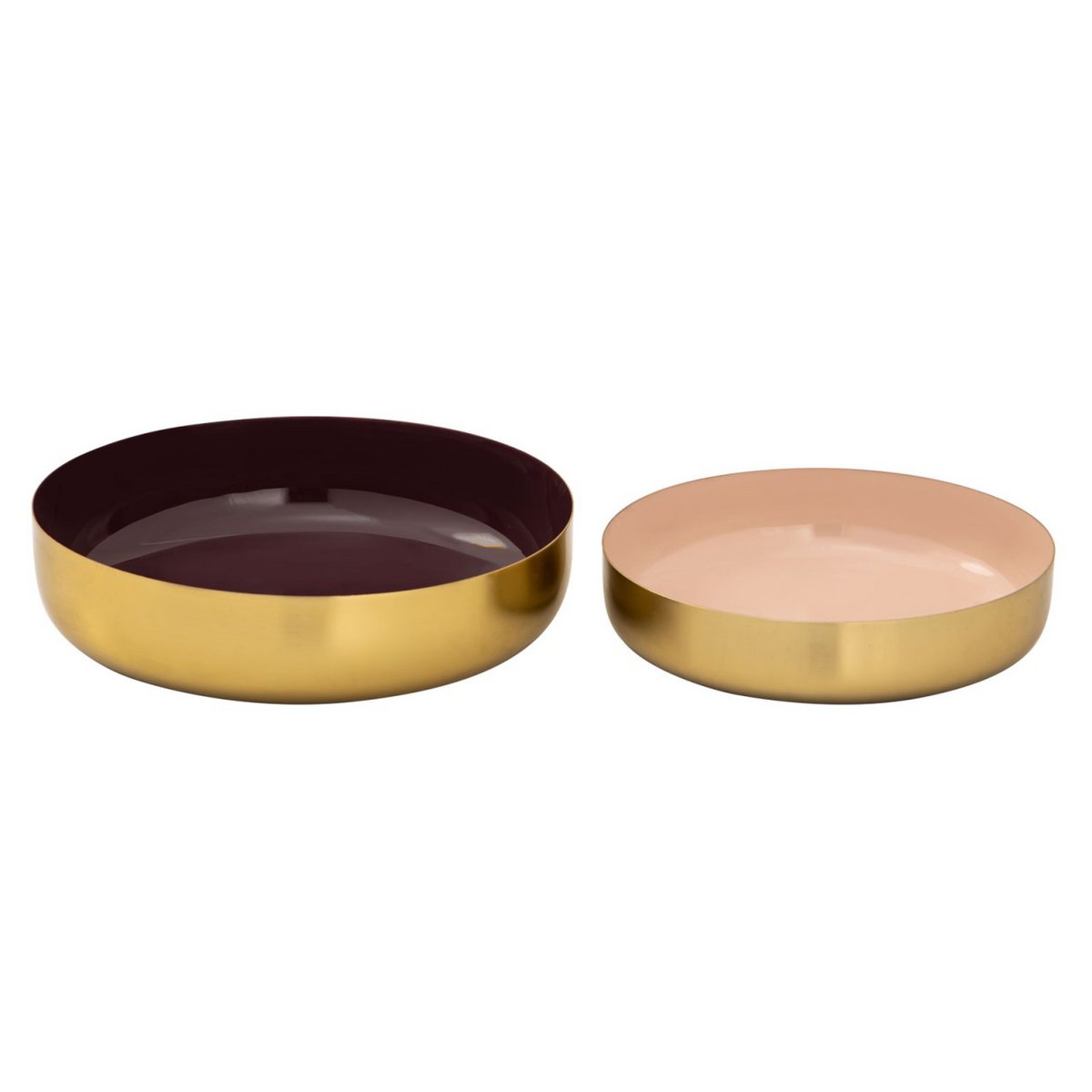 Sierschaal, set van 2, rond, ø 22/18 cm Glam snackschaal, hoogwaardig metaal, binnenzijde goud en email