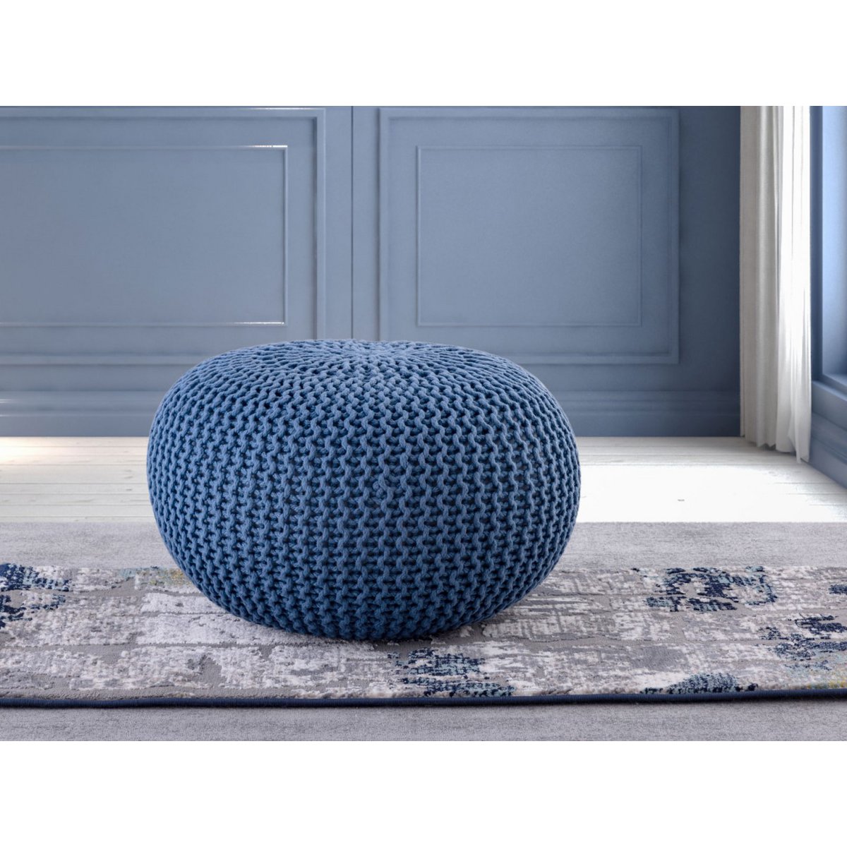 Pouf premium Ø45cm stoel kruk breien pouf in terras pool tuin duurzaam