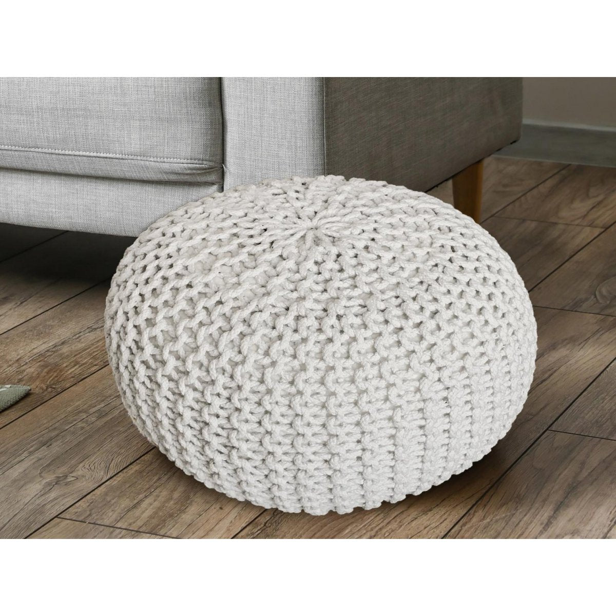 Brei -ontlasting pouf Ø 45 H 30 cm cm stoel pouf breien vloer kussen