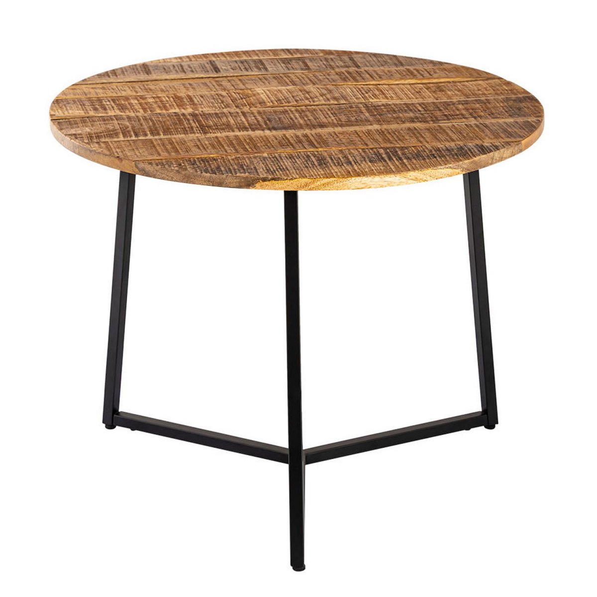 Salontafel ronde zijtafel vast hout Ø 56 cm woonkamer tafel la palma metalen frame zwart