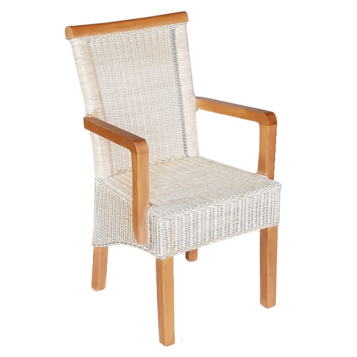 Eetkamerstoel set met armleuningen 4 stukken rotan stoelen voorzitter witte Perth fauteuil duurzaam