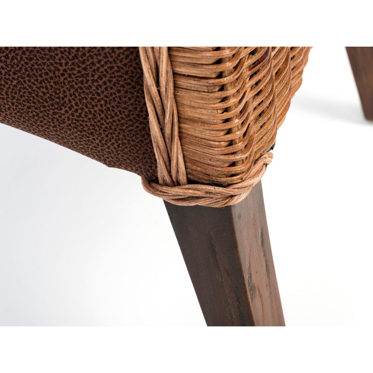 Rattan stoelen gezet 4 stukken eetkamerstoelen Antonio gestoffeerde stoelen bruin gestoffeerd wilde lederen look roggog