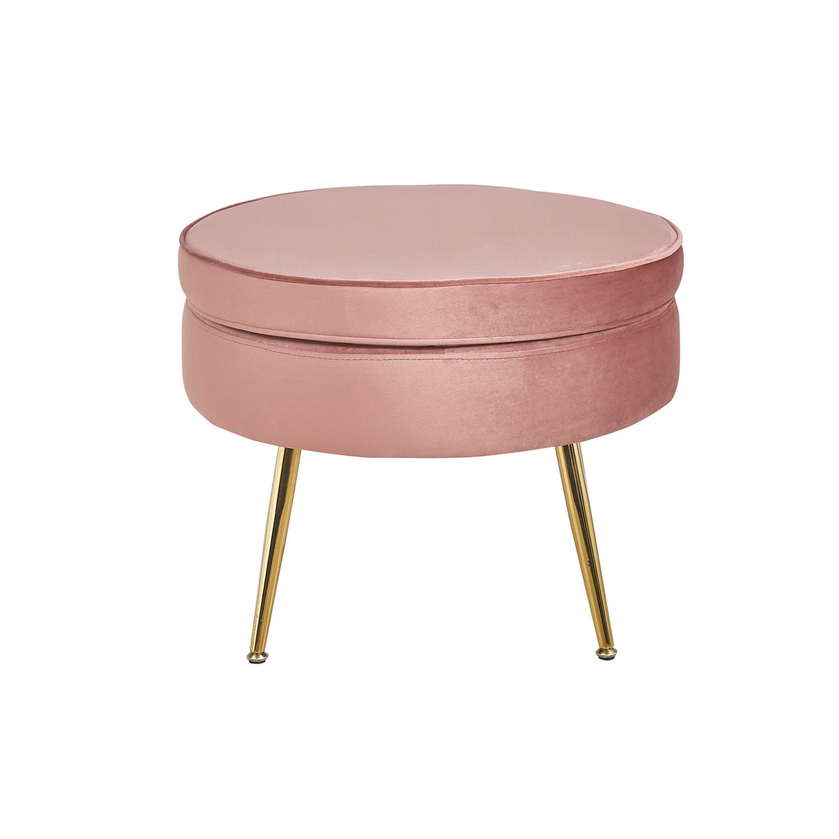 Ronde poef in roze fluweel