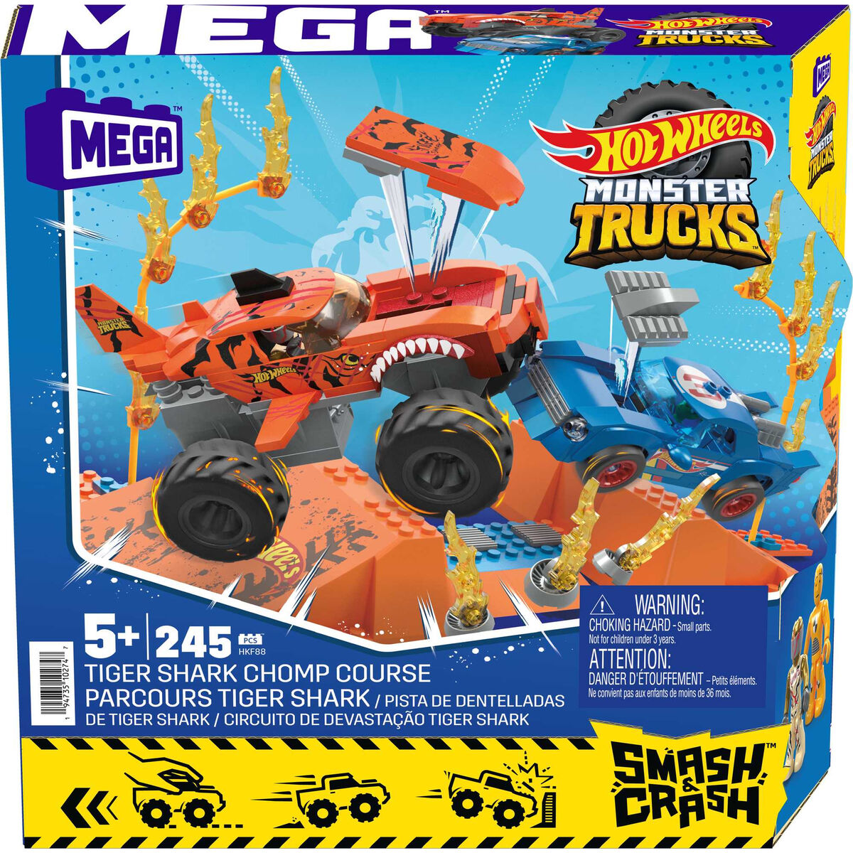 Constructiekit Hot Wheels Mega Construx - Smash & Crash Shark Race 245 Onderdelen