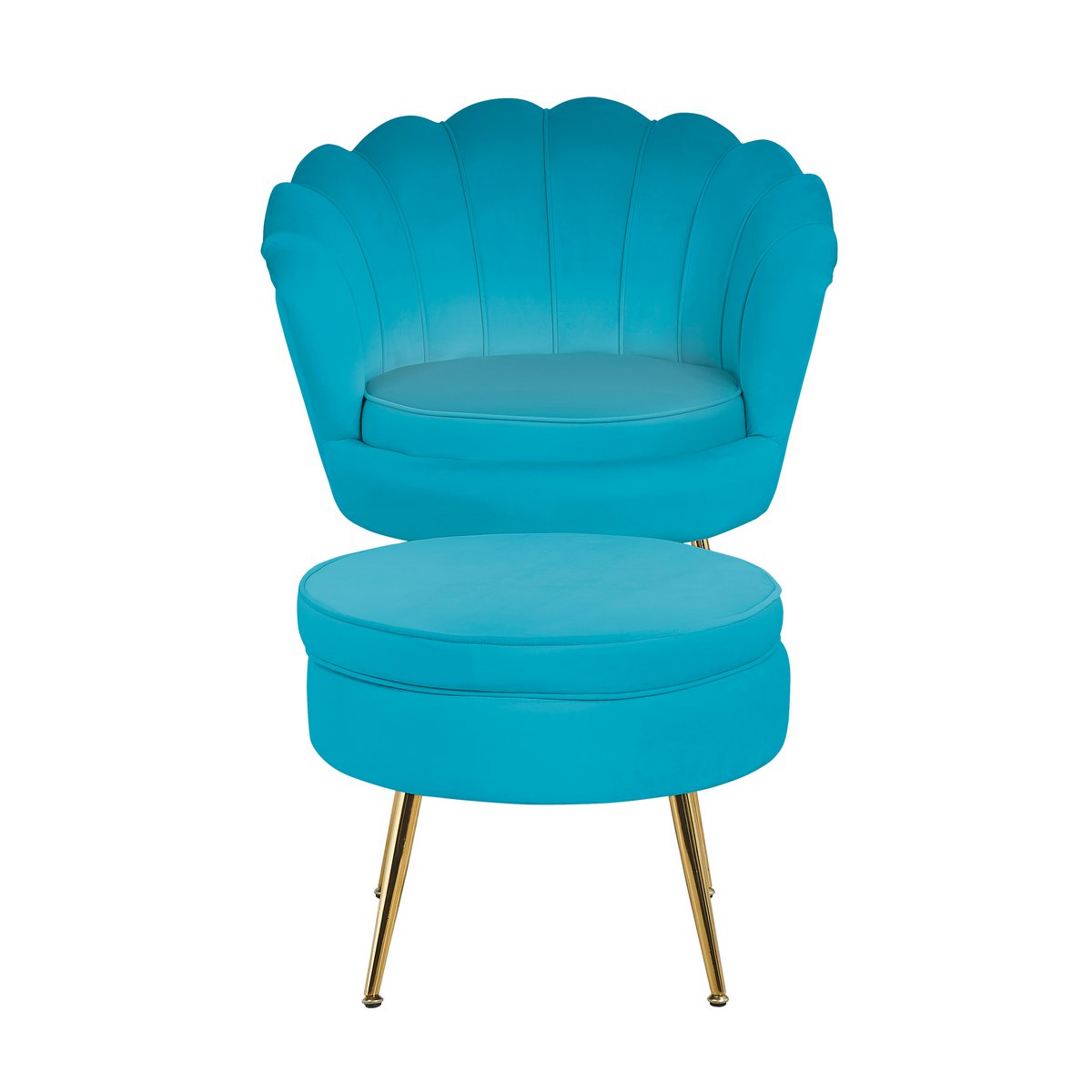 Fluwelen schelp fauteuil blauw
