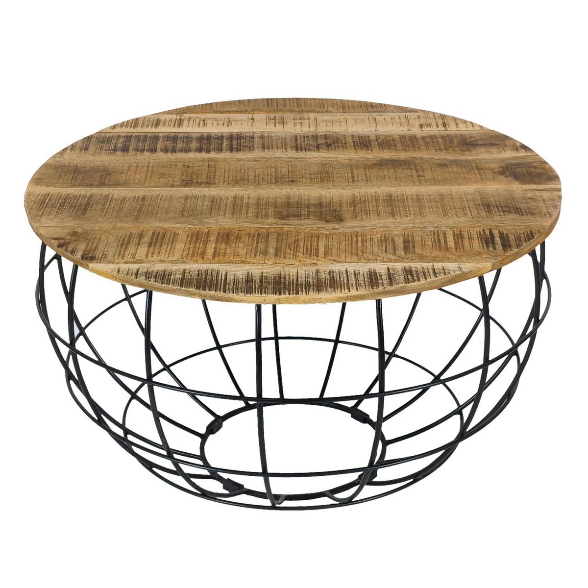 Ronde salontafel duurzaam Lexington ø 75 cm metalen gaas draadframe massief houten salontafel