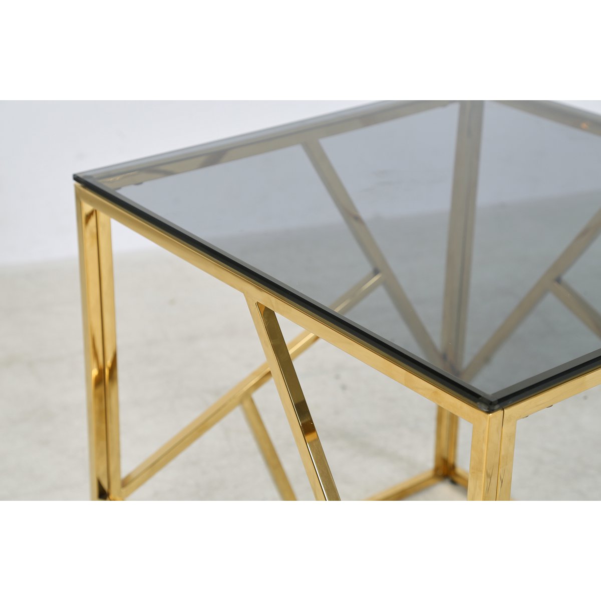 Bijzettafel goud/grijs 55x55 cm