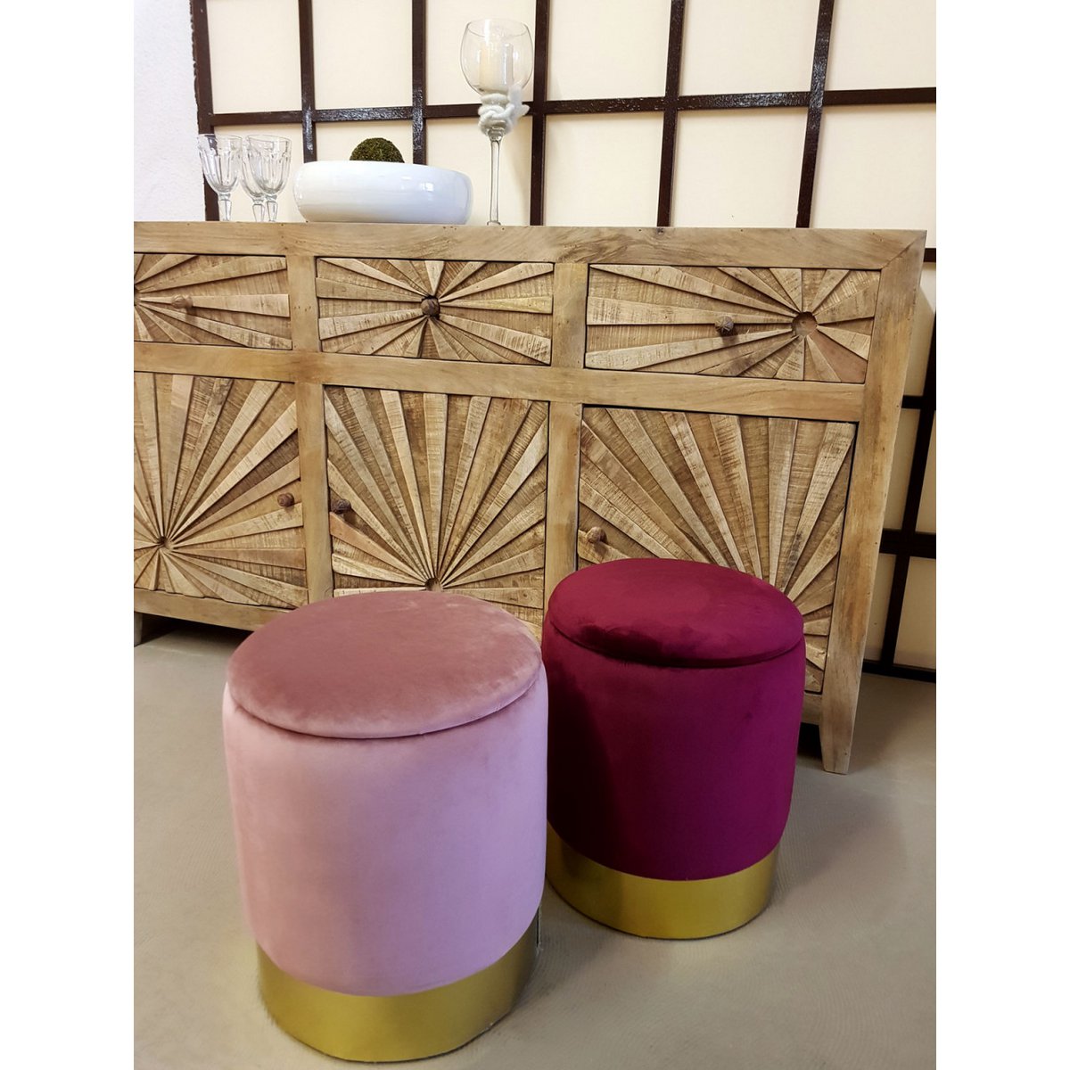 Velvet ontlasting decoratie -ontlasting en Pouf Decopouf Velours Stool met opslagruimte u.