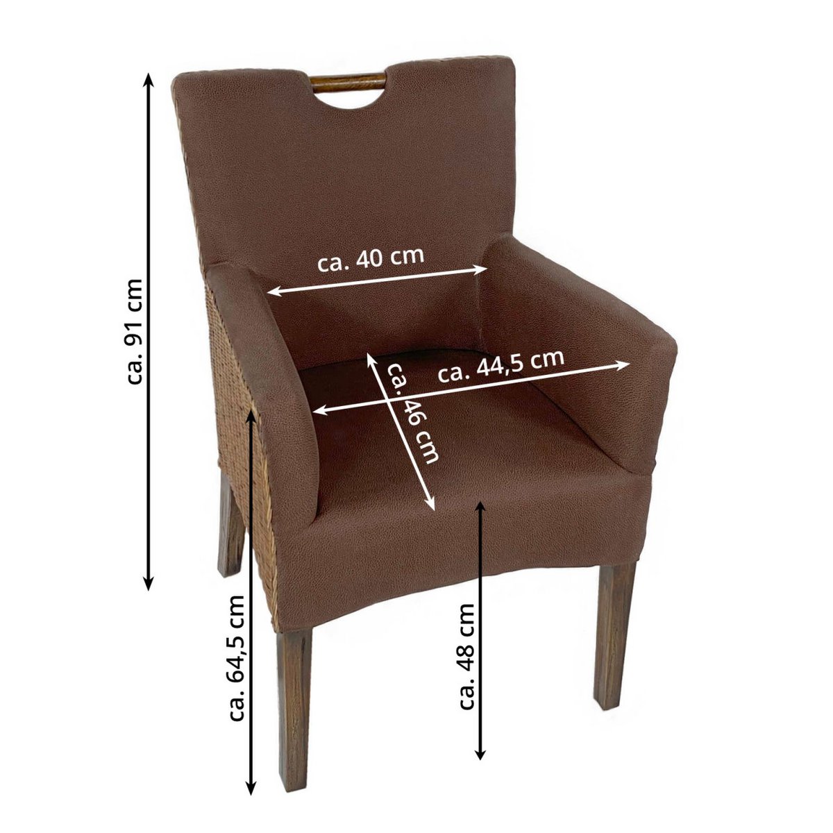 Rattan stoel eetkamerstoel Armlehner fauteuil bilbao gestoffeerde stoel stoelbekleding fauteuil prairie bruin