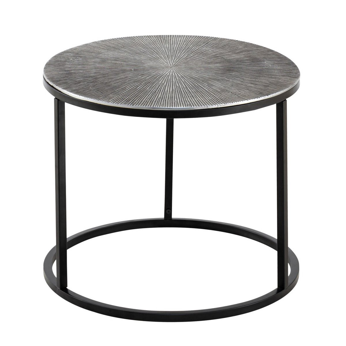 Salontafelset 2 stuks ø 55 en 45 cm bijzettafel zilver metalen tafels ronde Carlton woonkamer