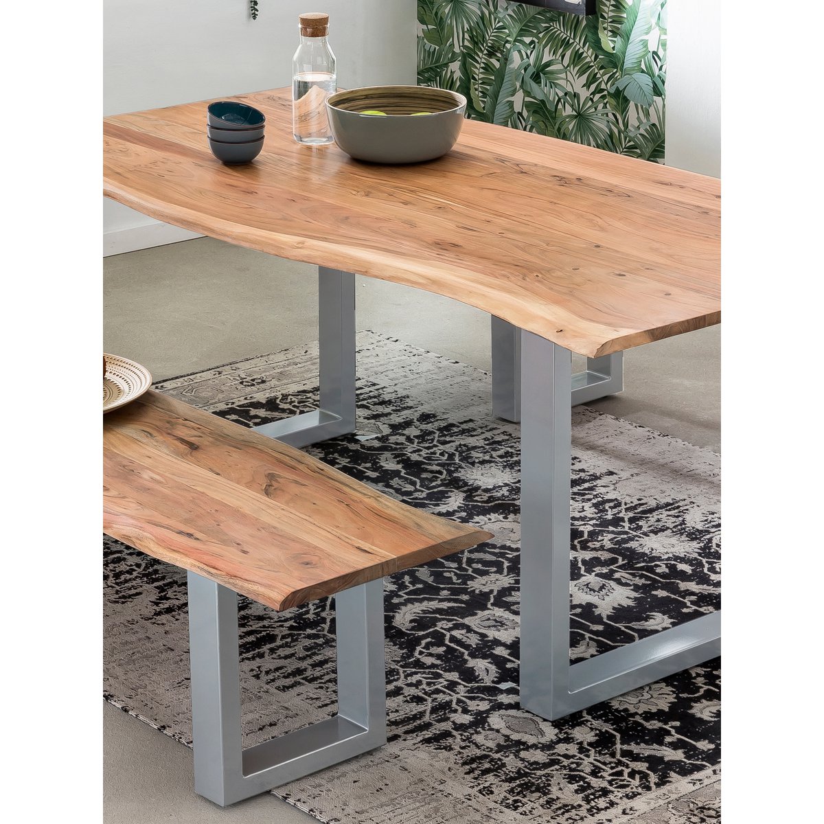Tisch 180 x 90 cm, Gestell zilver