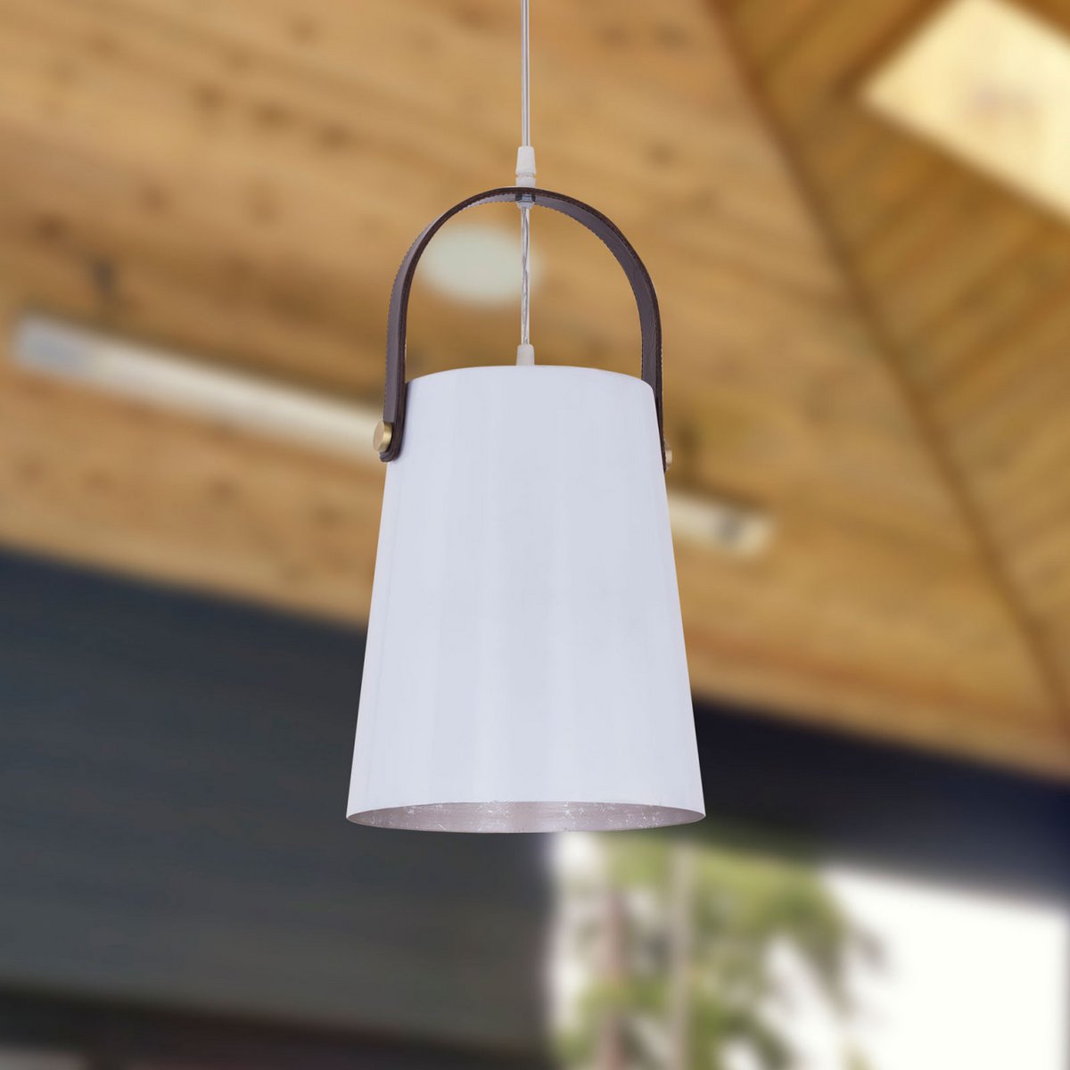 Hanglamp metaal met leren beugel hanglamp hanglamp eettafel plafondlamp vintage stijl