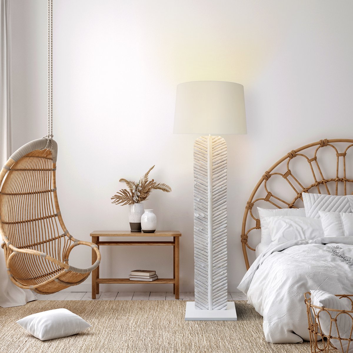 Vloerlamp drijfhout wit 175 cm