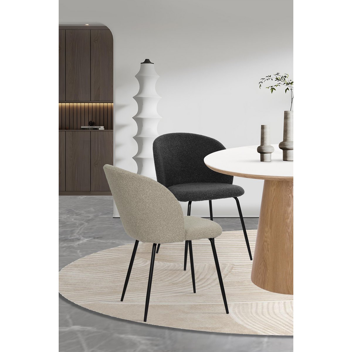 Set van 2 stoelen met structuurstoffen bekleding