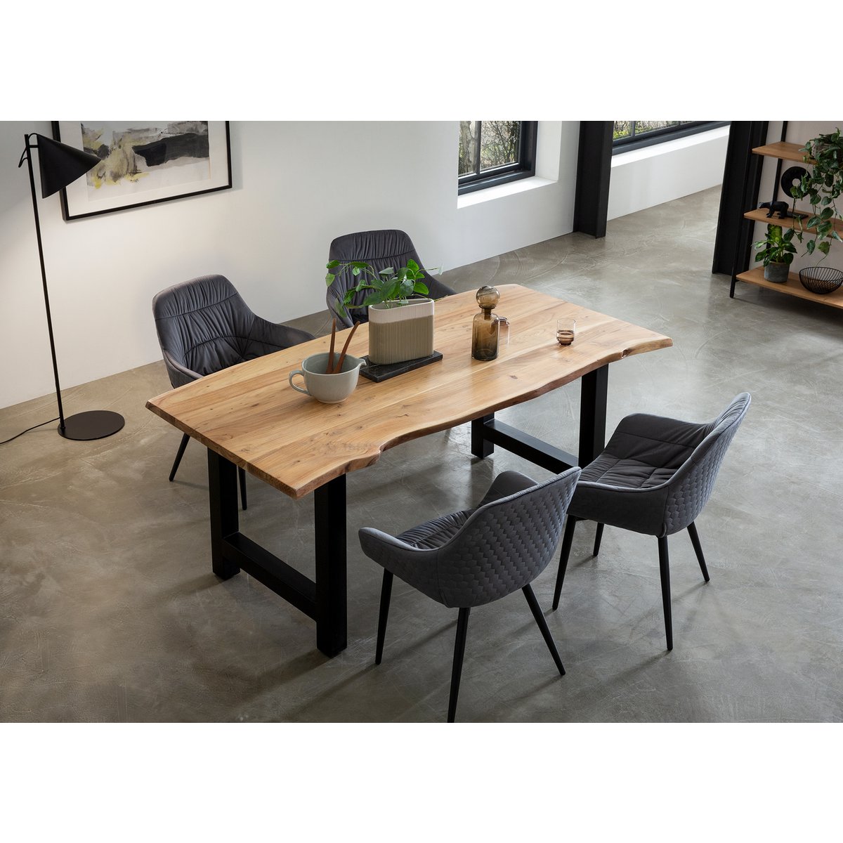 Fauteuil met honingraatstiksel in grijs fluweel