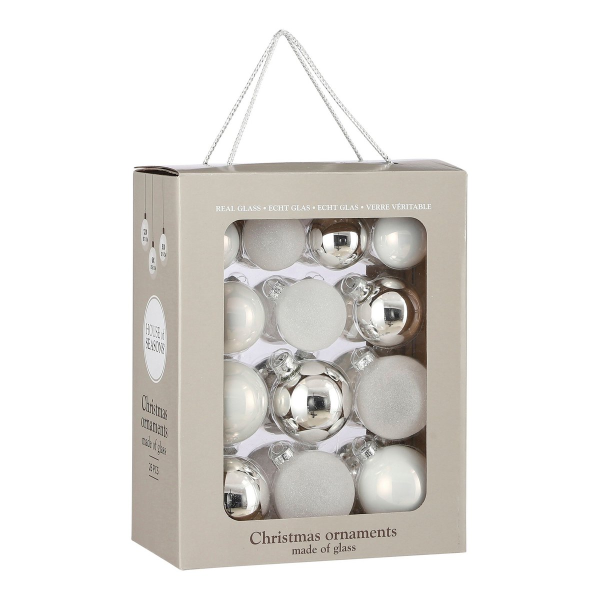 Kerstballen set Glass baubles Wit