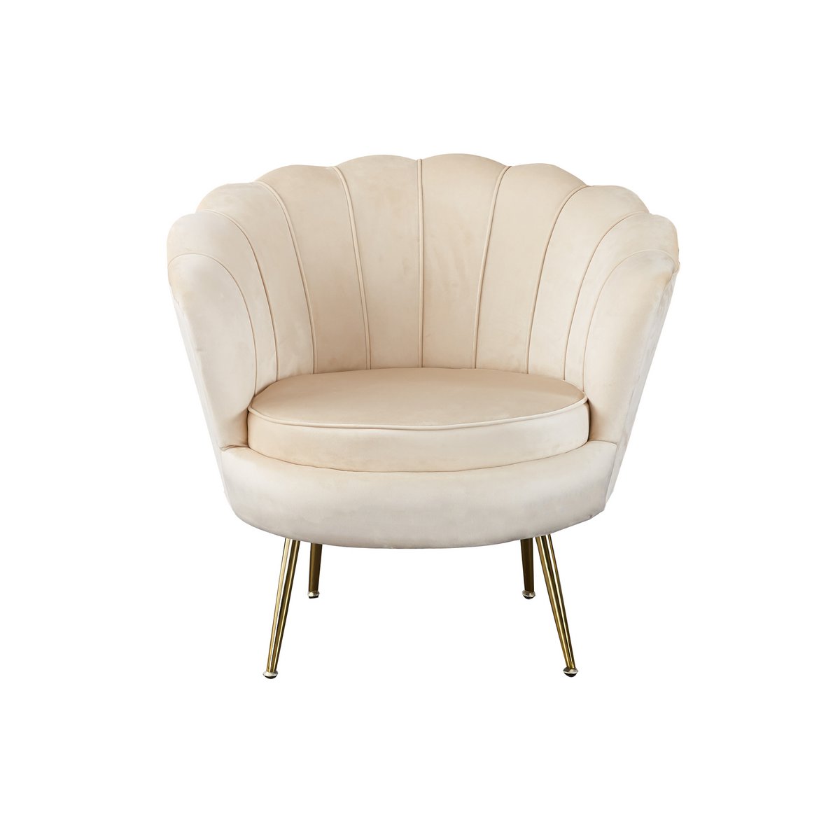 Shell fauteuil in beige fluweel