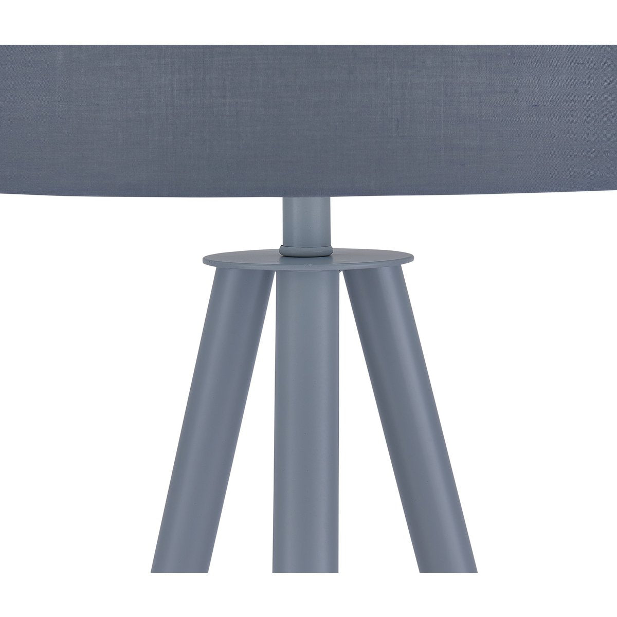 Staande lamp met houten frame en grijs/naturel stoffen kap