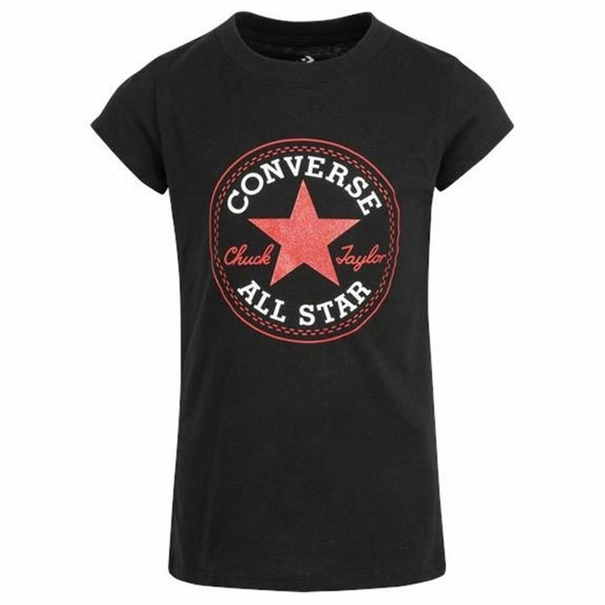 T-Shirt met Korte Mouwen voor kinderen Converse Timeless Patch Zwart