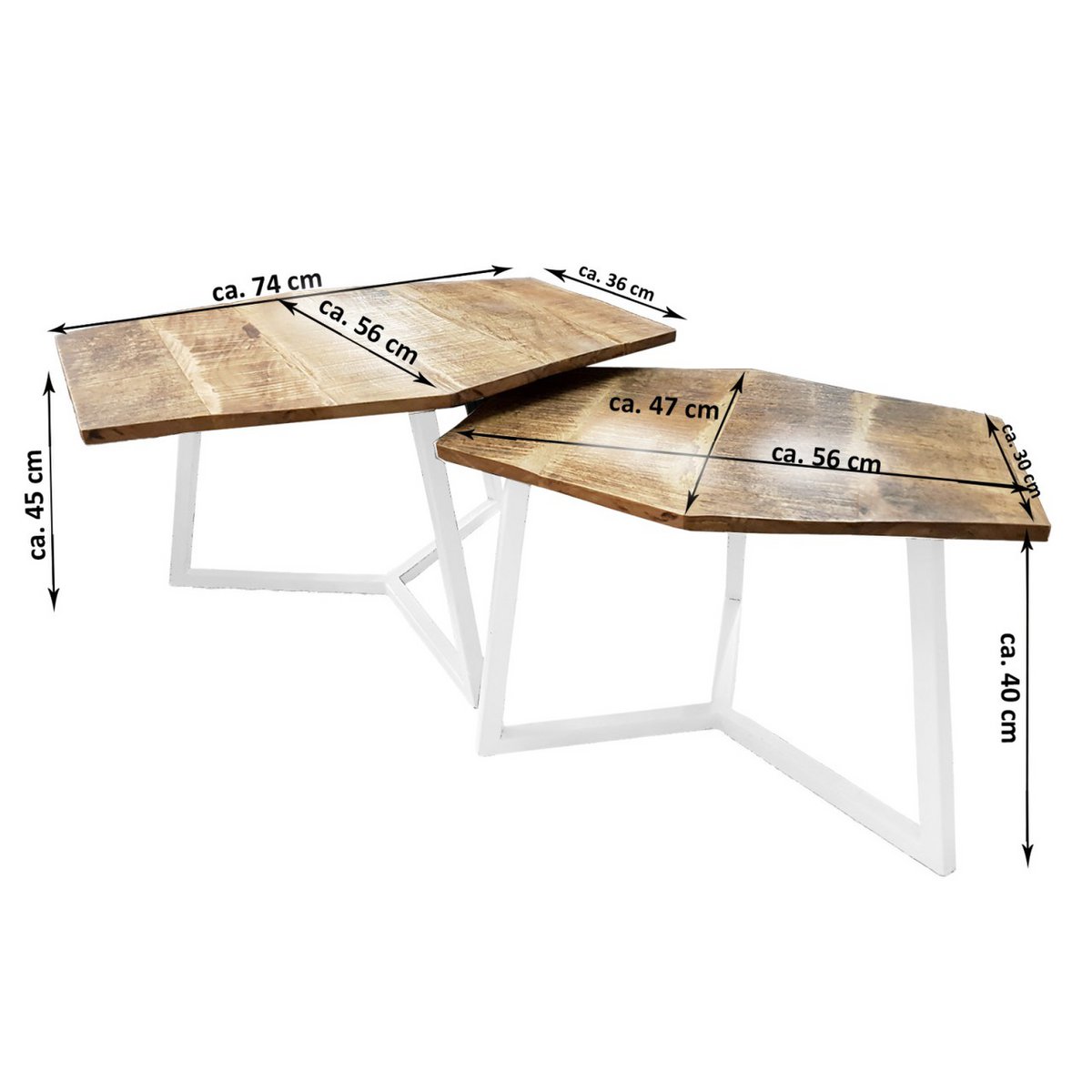 Set van 2 salontafels (6 stuks) 1 pallet woonkamertafel München metalen frame