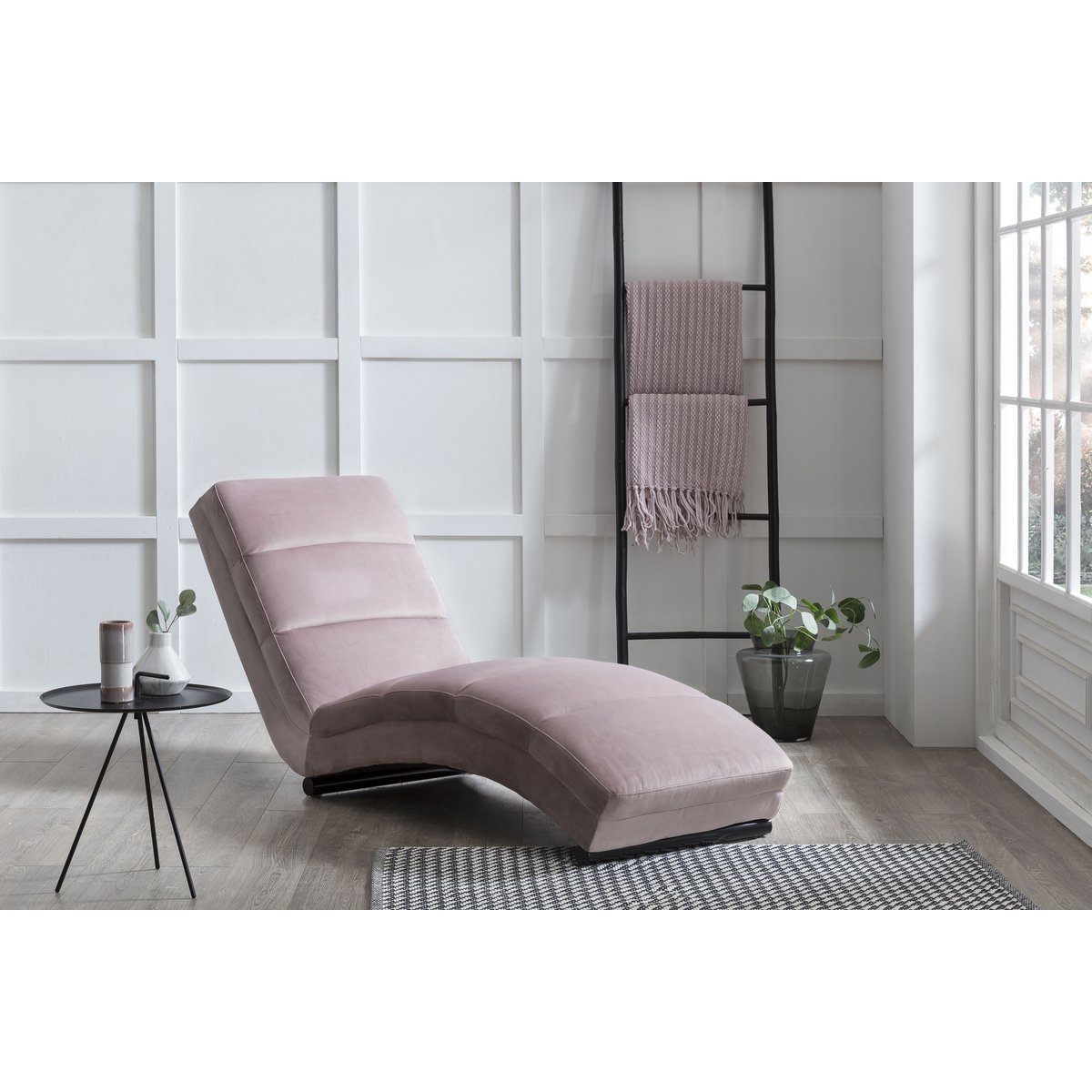 Chaise longue roze fluweel