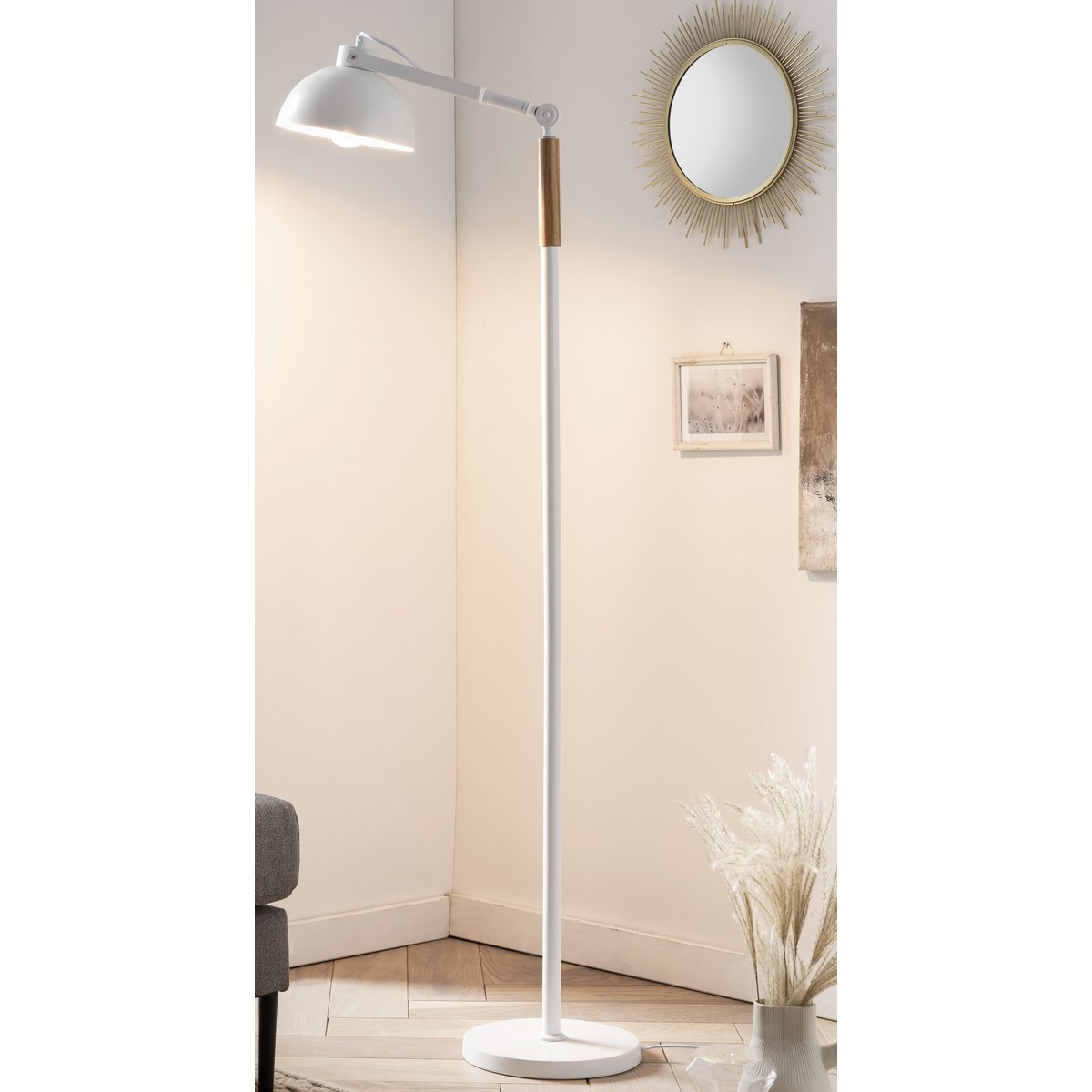 Vloerlamp Scandinavisch wit/naturel