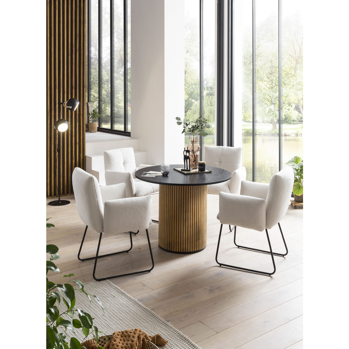 Fauteuil Bouclé stof wit