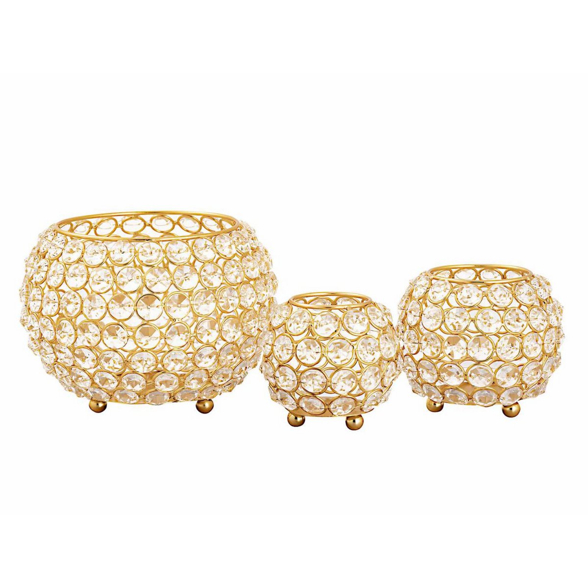 Tealight-houder kandelaar Set 3-delige Crystal Candlestick Gold of Silver Vintage Crystal