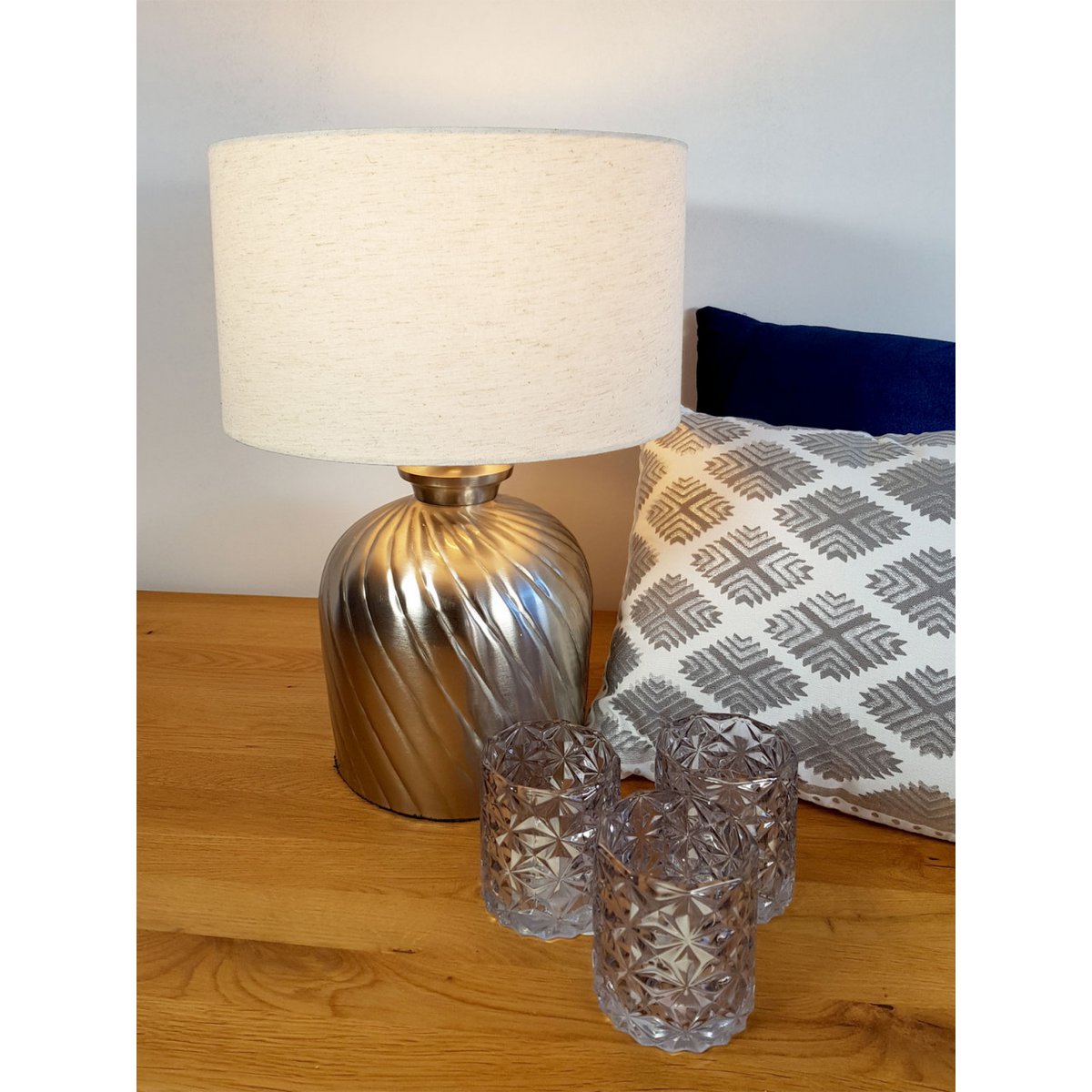 Tafellamp bedlamp ø 30 x H 52 cm tafellamp decoratieve lamp metalen voet goud zilver