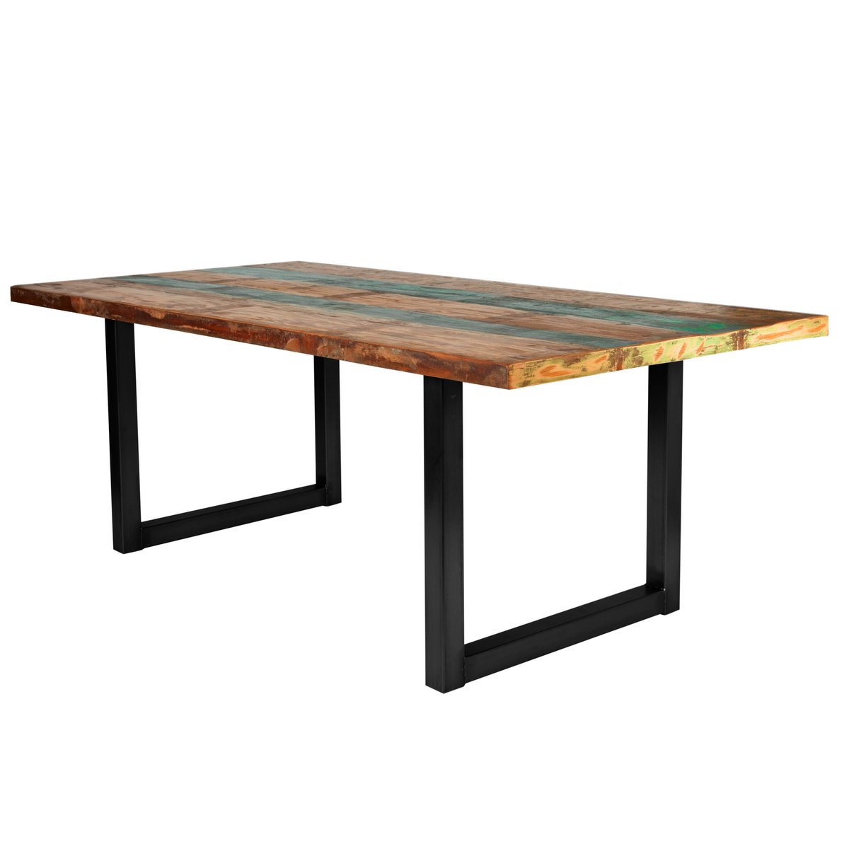 Tafel 200x100 cm, kleurrijk hergebruikt hout