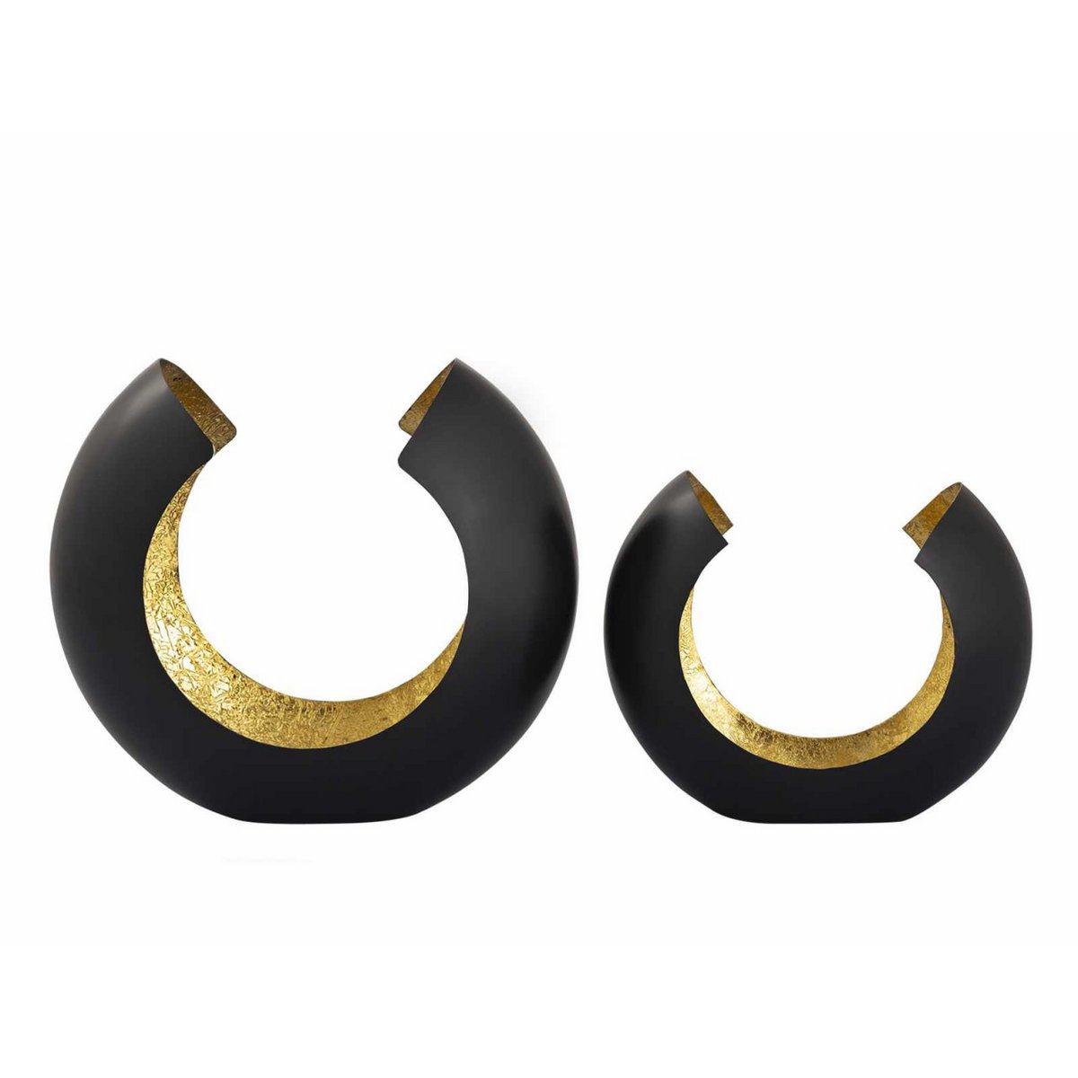 Tealight-houder set 2-delige kaarsenhouder kaarsenkandel Omega Black Matt Gilded Inside