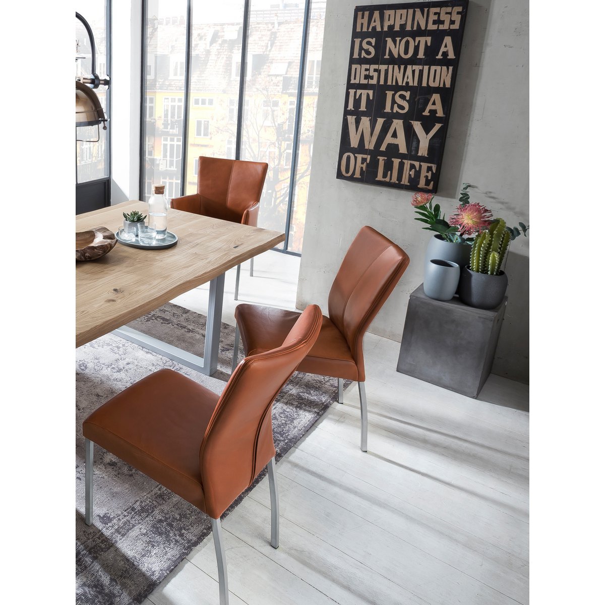 Tafel 200x100 cm, wilde eik, zilveren frame