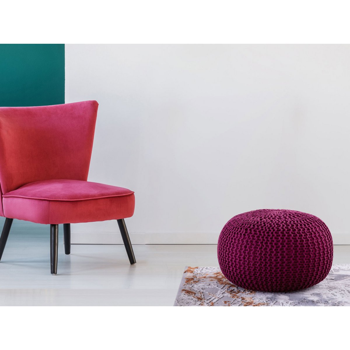 Pouf premium Ø45cm stoel kruk breien pouf in terras pool tuin duurzaam