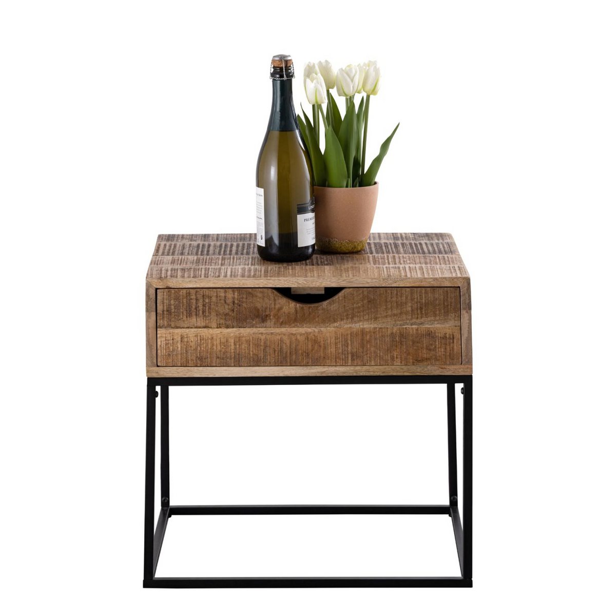 Nachtkast houten nachtkast 45x45x35cm nachtconsole maya bijzitter metalen frame