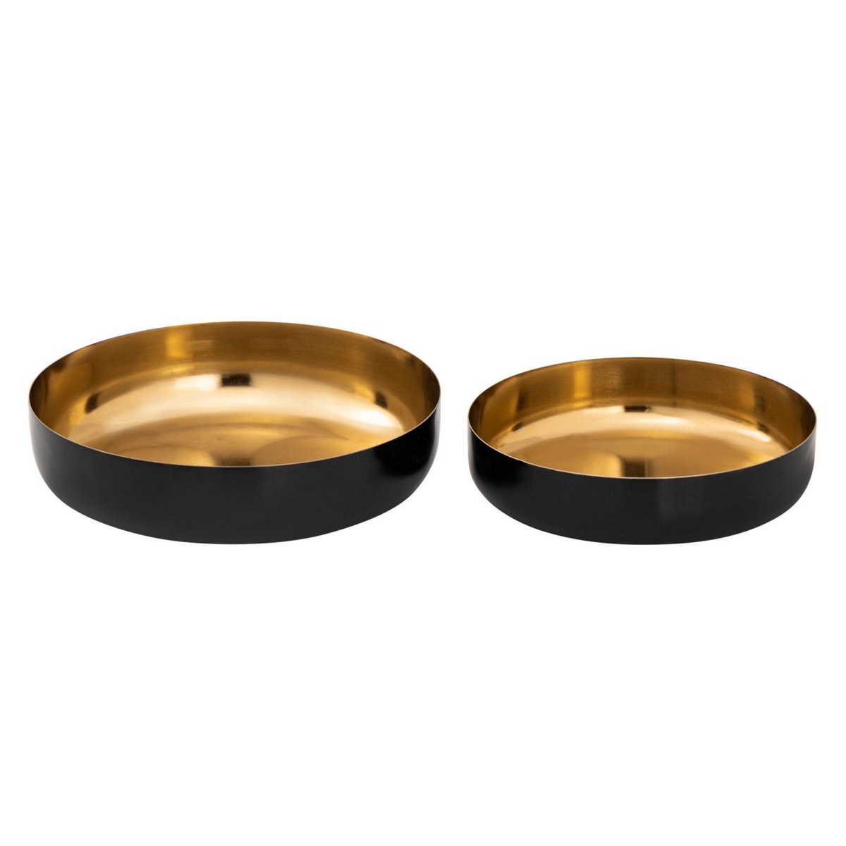Sierschaal, set van 2, rond, ø 22/18 cm Glam snackschaal, hoogwaardig metaal, binnenzijde goud en email