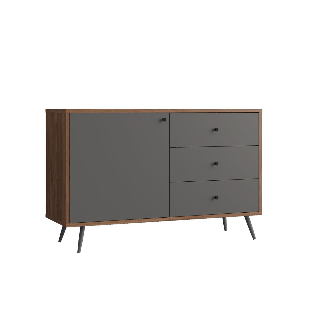 Dressoir 118 cm walnoot/grijs