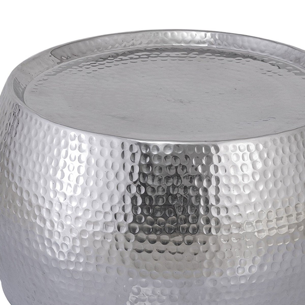 SUILY TABEL 2 DAKAR STRAAK DRAAG Ø 55/43 X H 30/28 cm zilveraluminium gehamerd