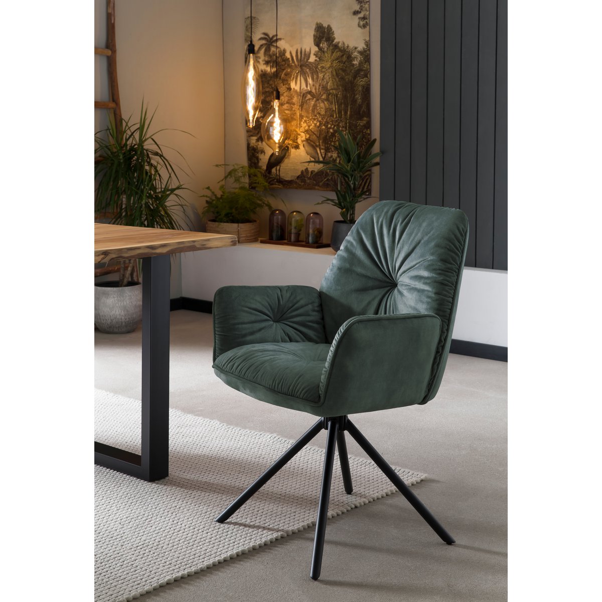 Fauteuil met 360° draaifunctie, donkergroen