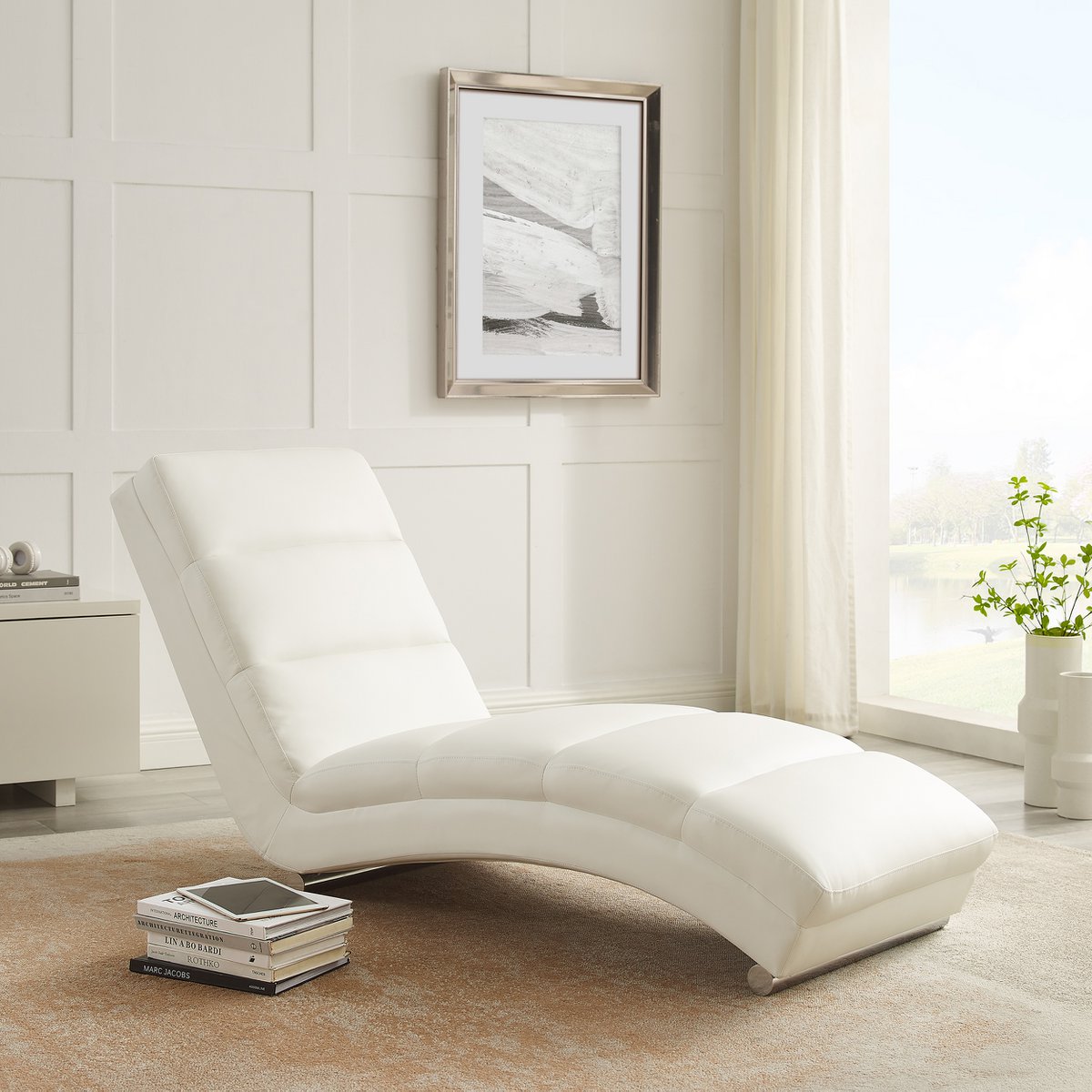 Relax ligbed wit kunstleer look