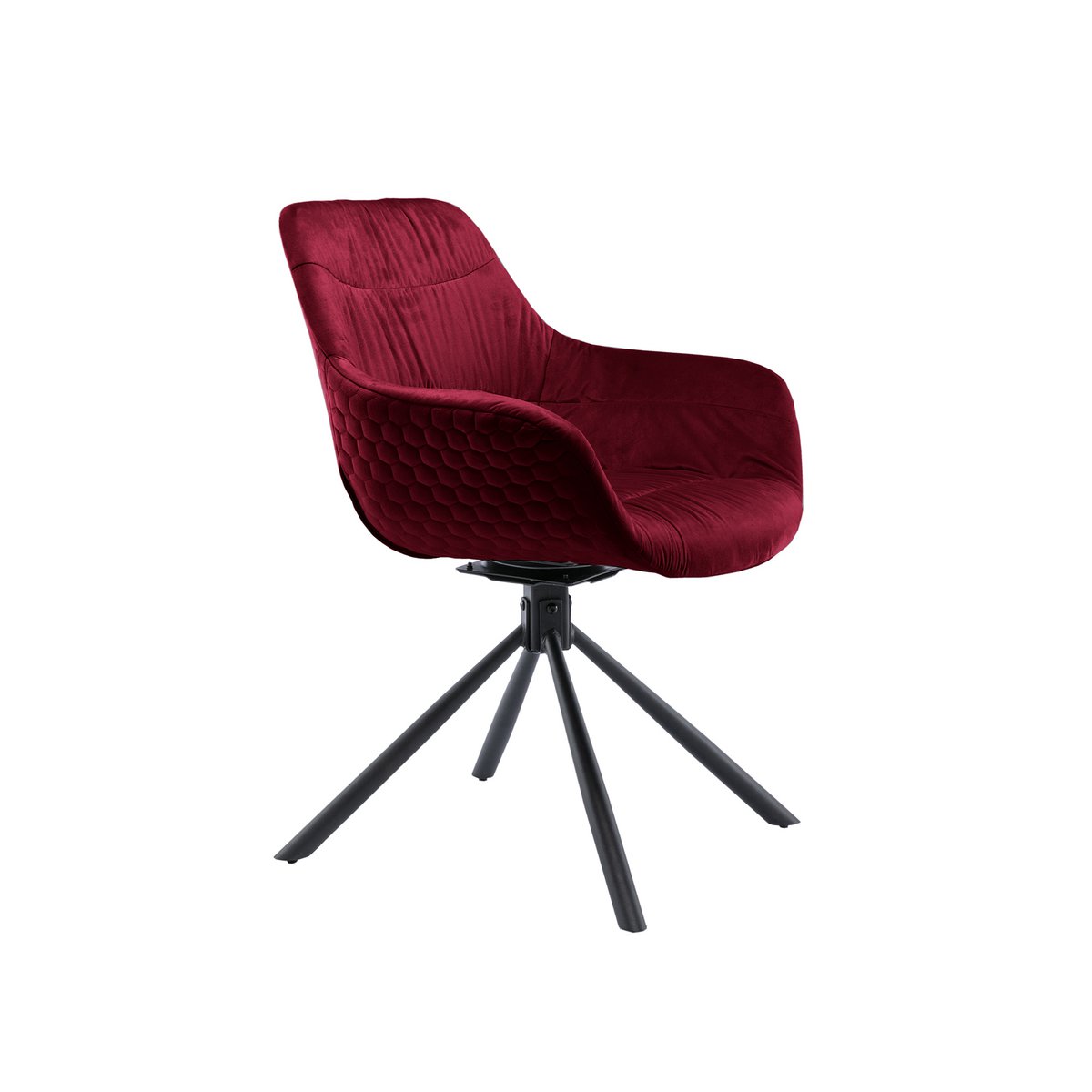 Fauteuil met honingraatstiksel in rood fluweel
