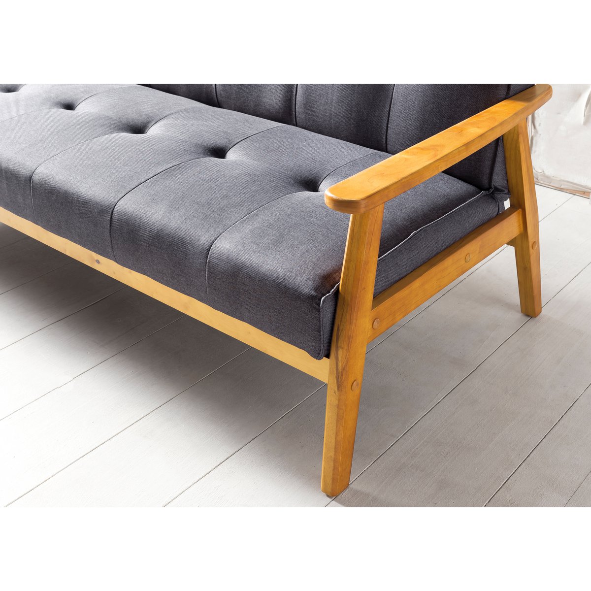 Slaapbank 190x85x81 cm donkergrijs geweven stof