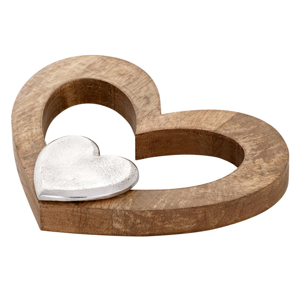 Deco Heart 27x21cm houten figuur mastbox 16-delige Herzilein mango-oude aluminium