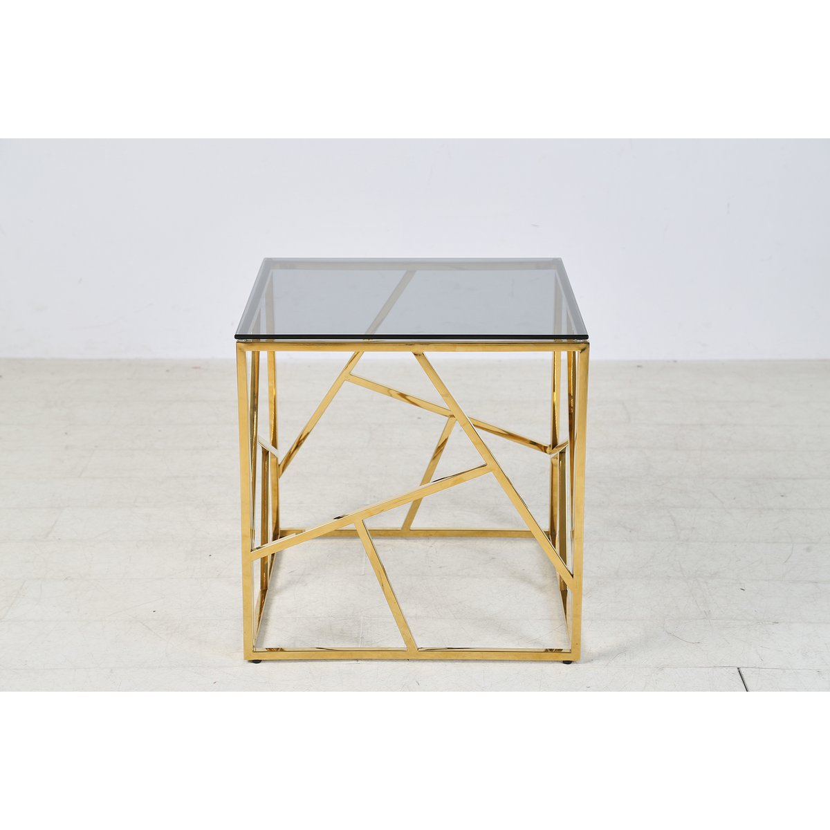 Bijzettafel goud/grijs 55x55 cm