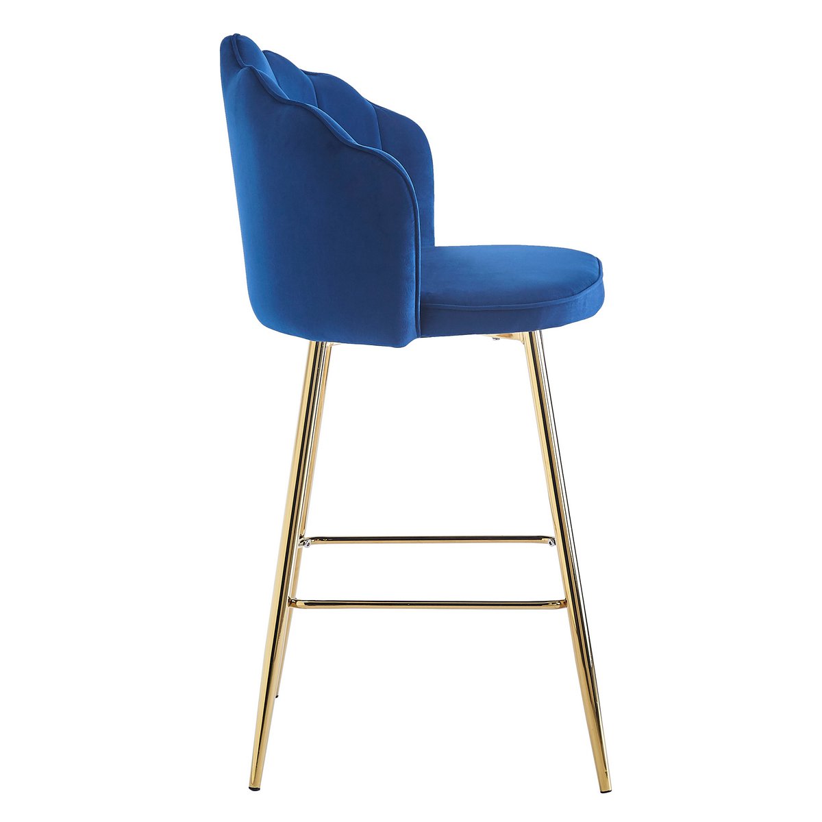 Barkrukken schelp design set van 2 gemaakt van donkerblauw fluweel