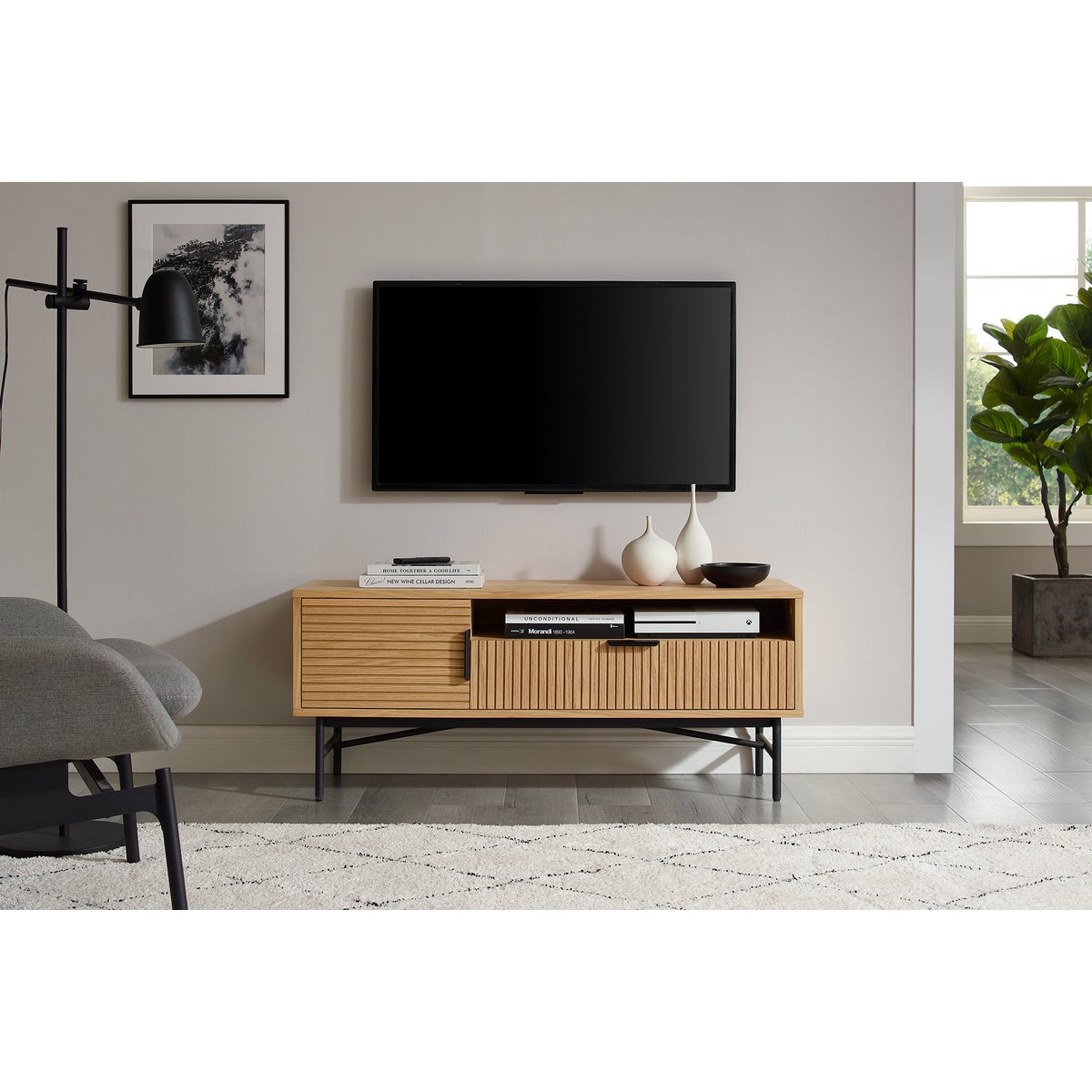 TV-meubel 120 cm eiken echt houtfineer