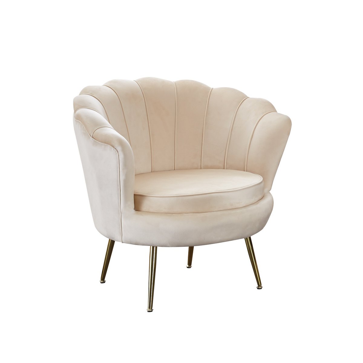 Shell fauteuil in beige fluweel