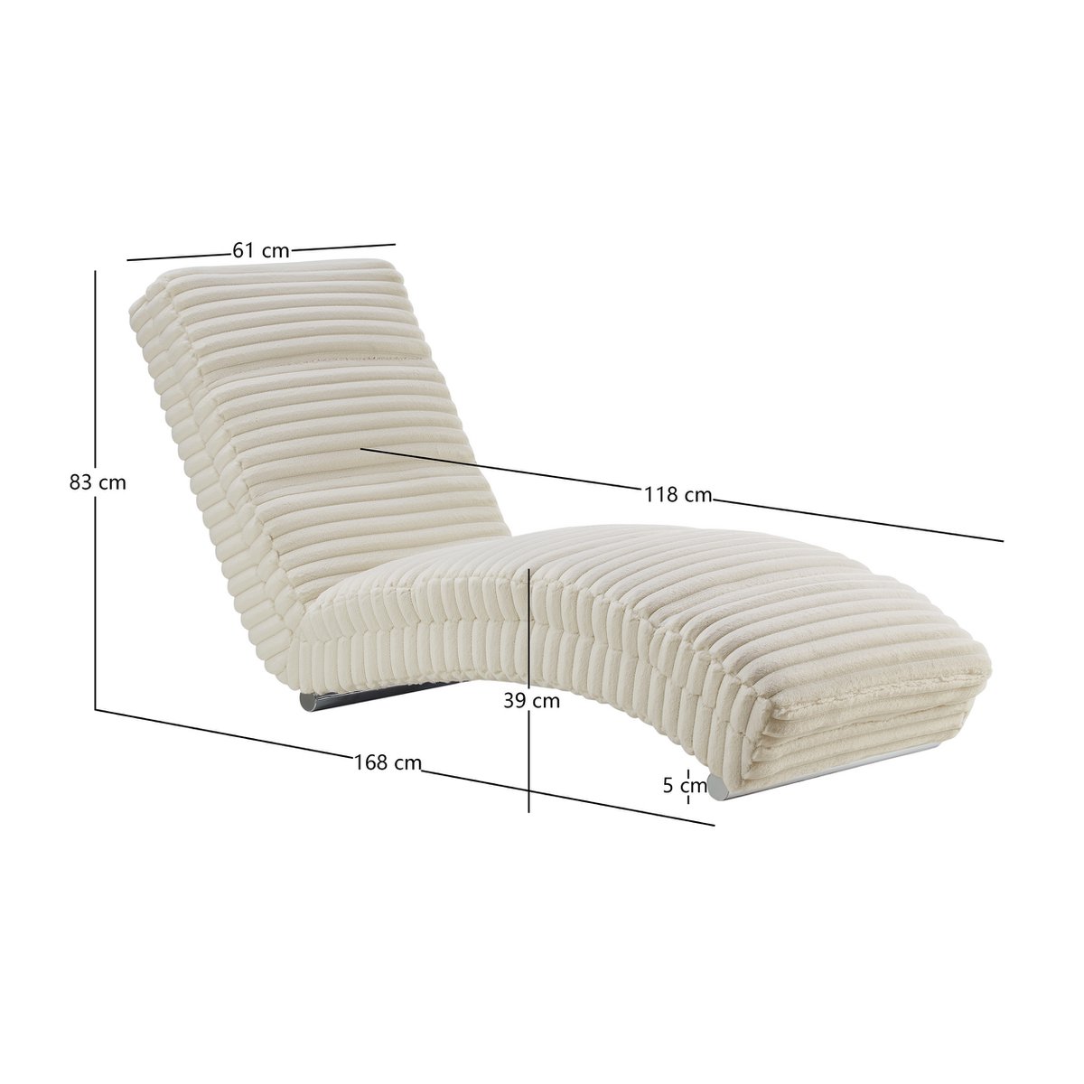 Chaiselongue plüschkoord beige