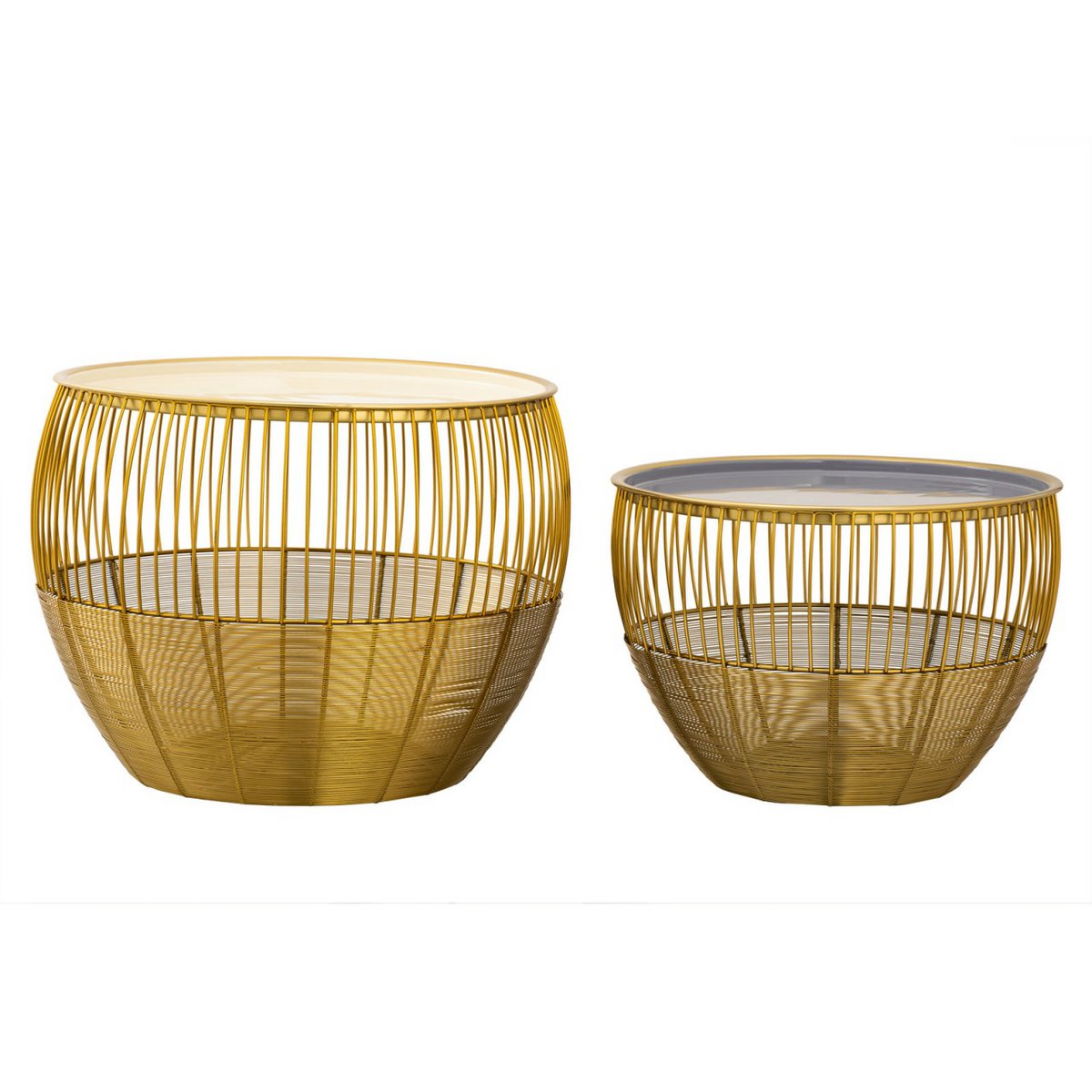Set van 2 bijzettafels rond ø 49/41 H 37/29 cm decoratieve tafels salontafel Glamira salontafel goud