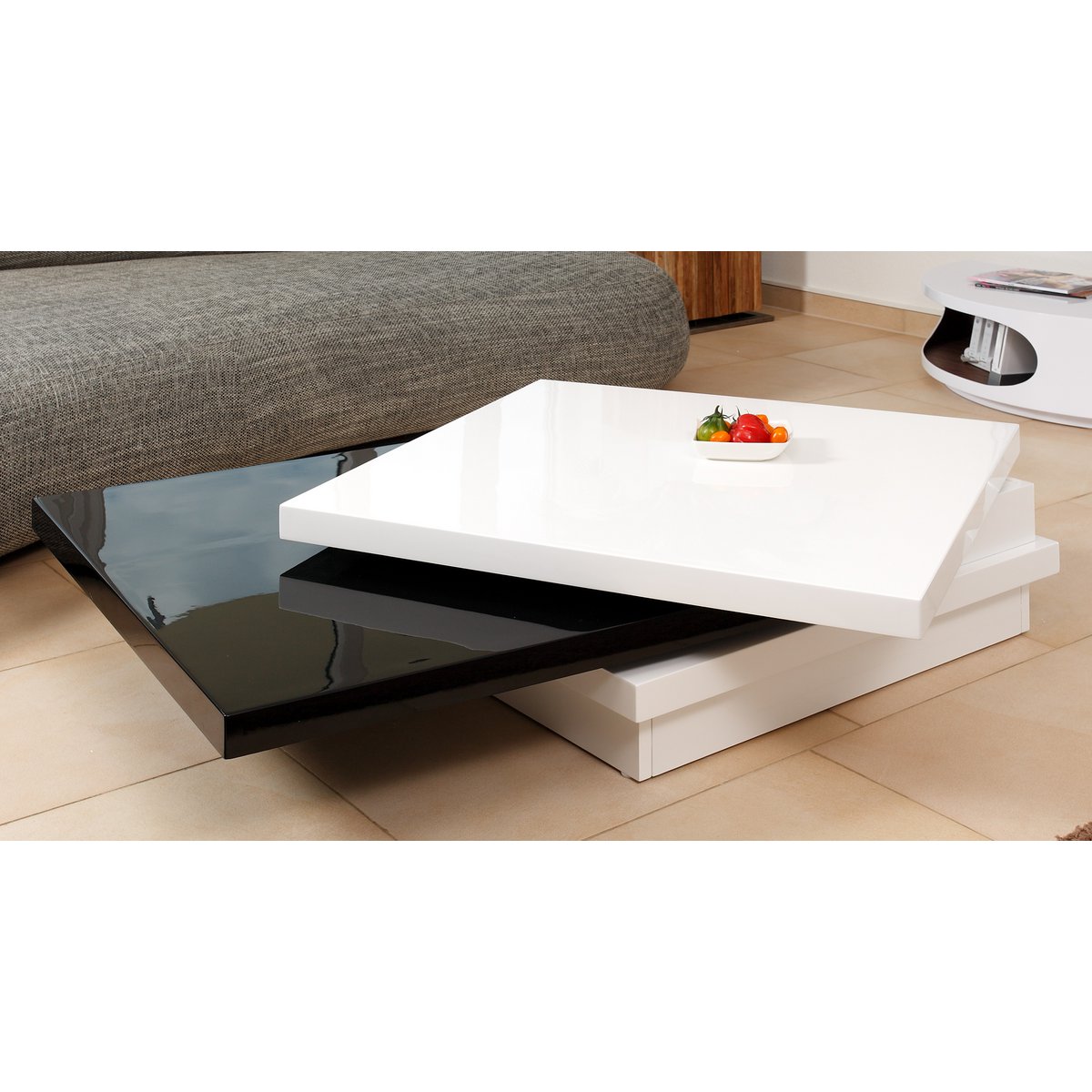 Salontafel 120X80 cm wit/zwart