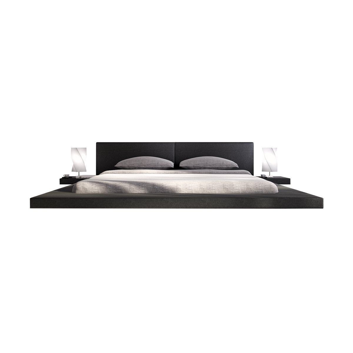 Gestoffeerd bed 140x200 cm zwart kunstleerlook